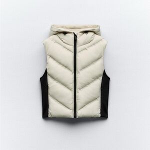 Zara Black and Cream Puffer Vest